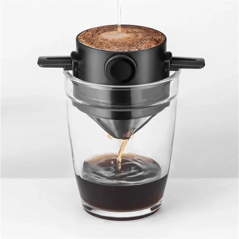 Coffee Equipment Pour Over - Tragbares Pour-Over-Kaffeemaschinen-Set mit Edelstahl-Kaffeetasse, zusammenklappbarer Pour-Over-Kaffeefilter