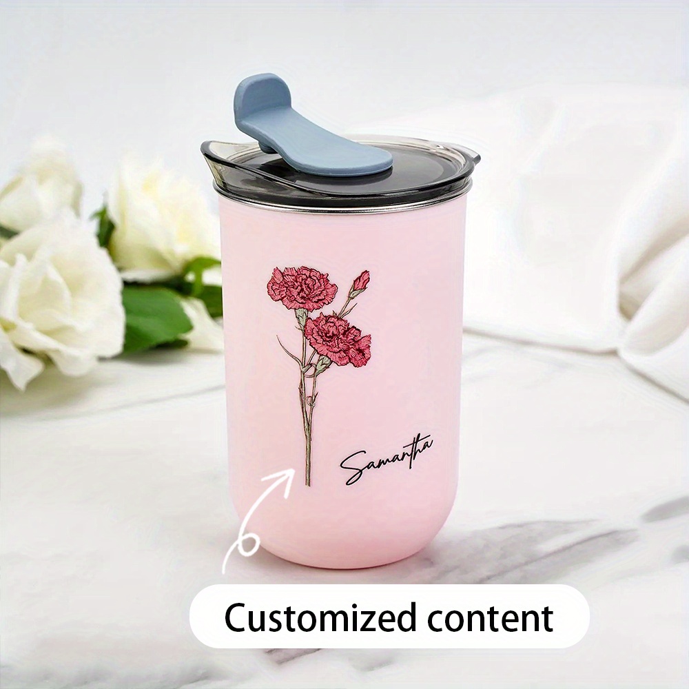 Coffee Equipment Camping - Personalisierter Geburtsblumen-Kaffeebecher, Reisebecher aus Edelstahl mit