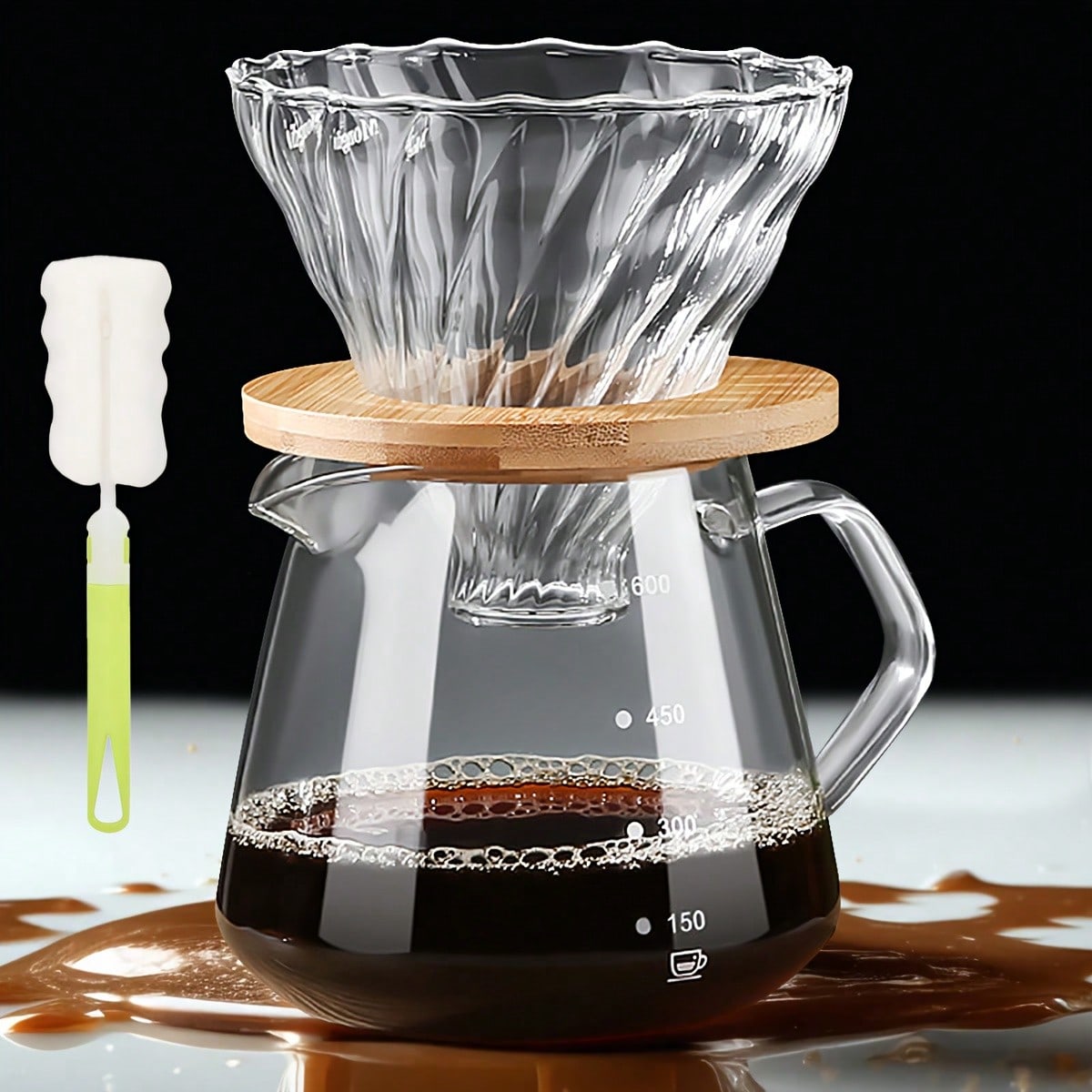 Coffee Equipment Pour Over - Kaffeemaschinen-Set zum Übergießen, Kaffeeservice aus Borosilikatglas